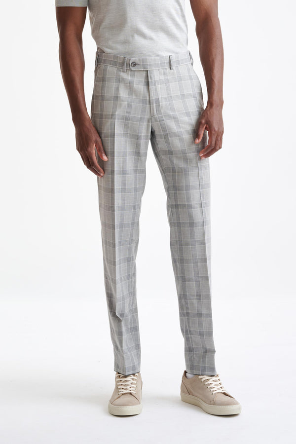 scabal Grey Check Wool & Silk Farley Trousers Lifestyle