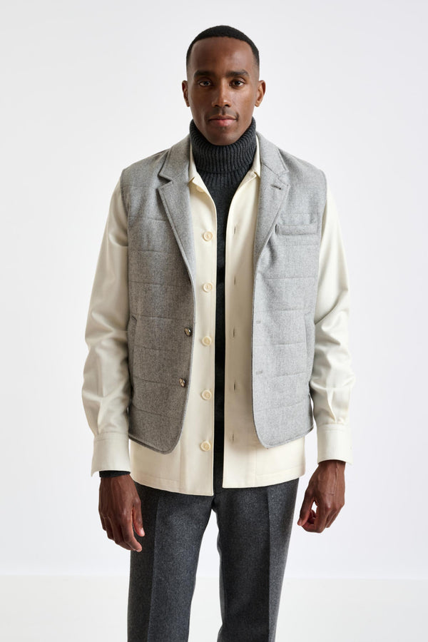 Scabal Grey Super 100's Wool Keswick Waistcoat Flannel Saxony