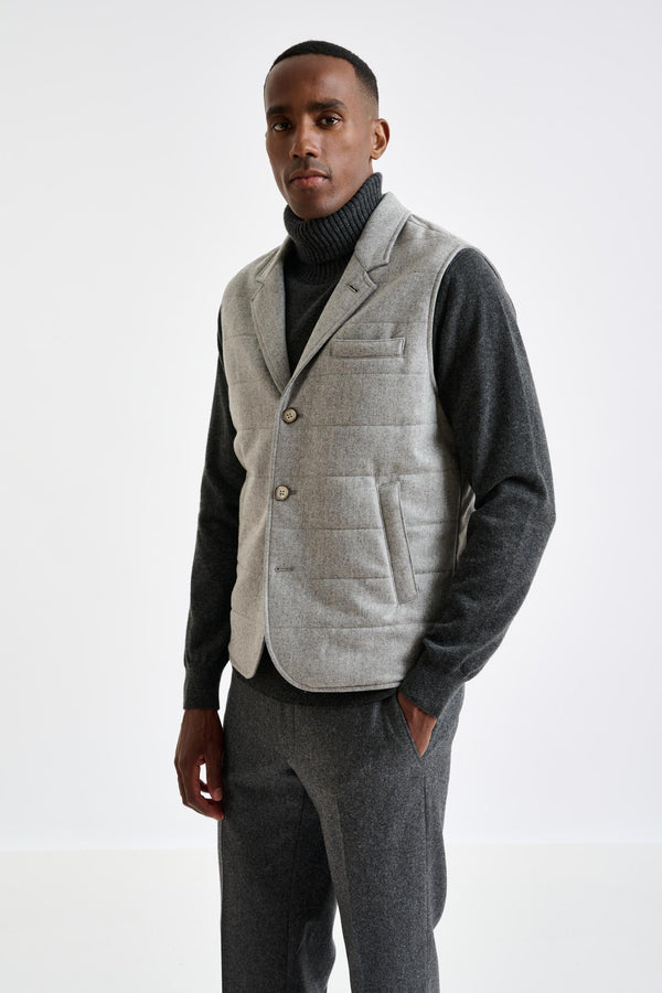 scabal Grey Super 100's Wool Keswick Waistcoat Flannel Saxony