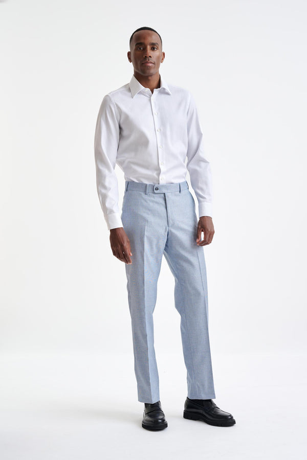 Scabal Light Blue Wool & Cotton Farley Trousers Lifestyle