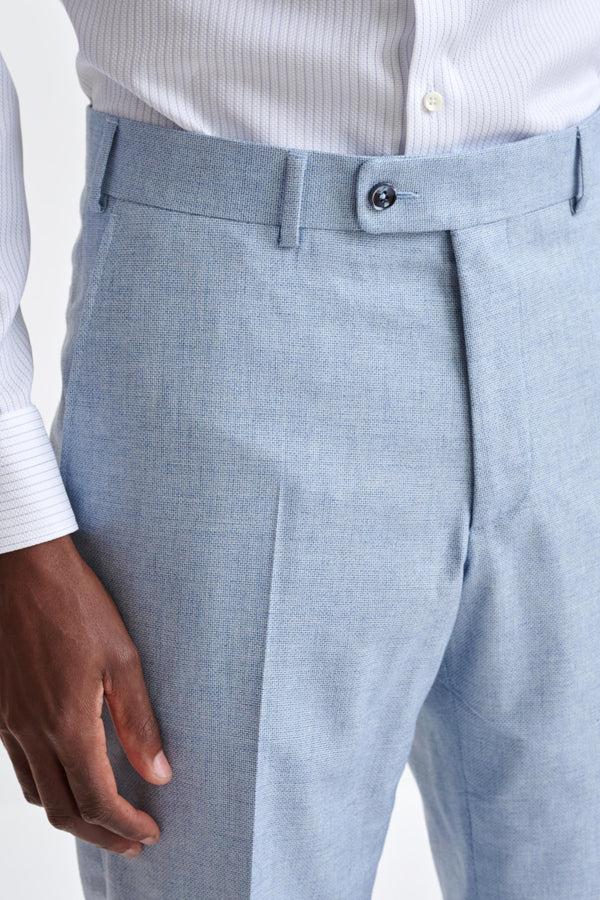 Scabal Light Blue Wool & Cotton Farley Trousers Lifestyle