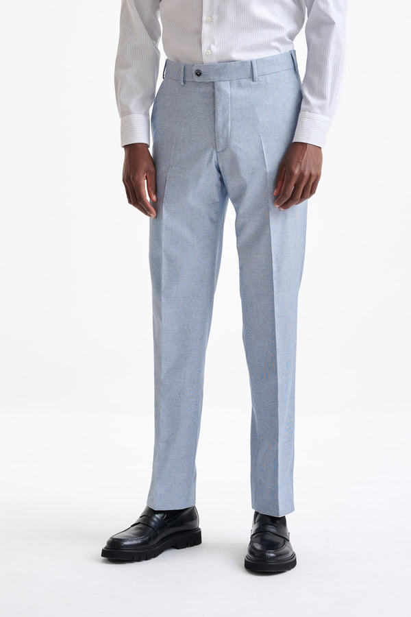 scabal Light Blue Wool & Cotton Farley Trousers Lifestyle
