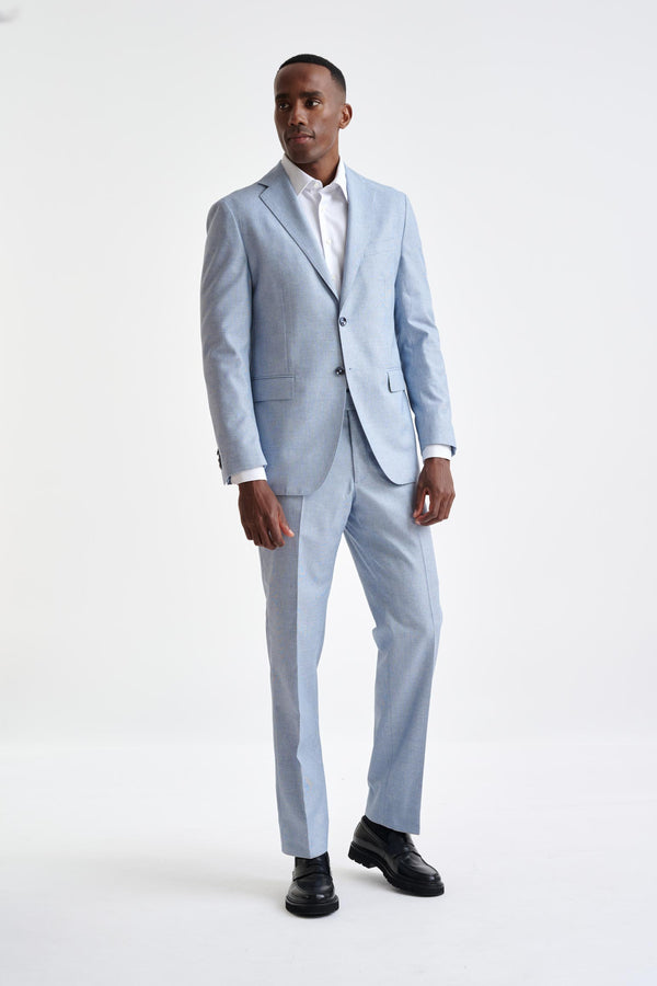 scabal Light Blue Wool & Cotton Kenton Suit Lifestyle