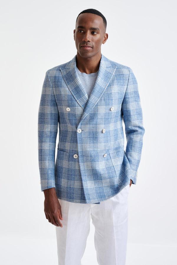scabal Light Blue Wool & Linen Kenton Jacket Amalfi Trend