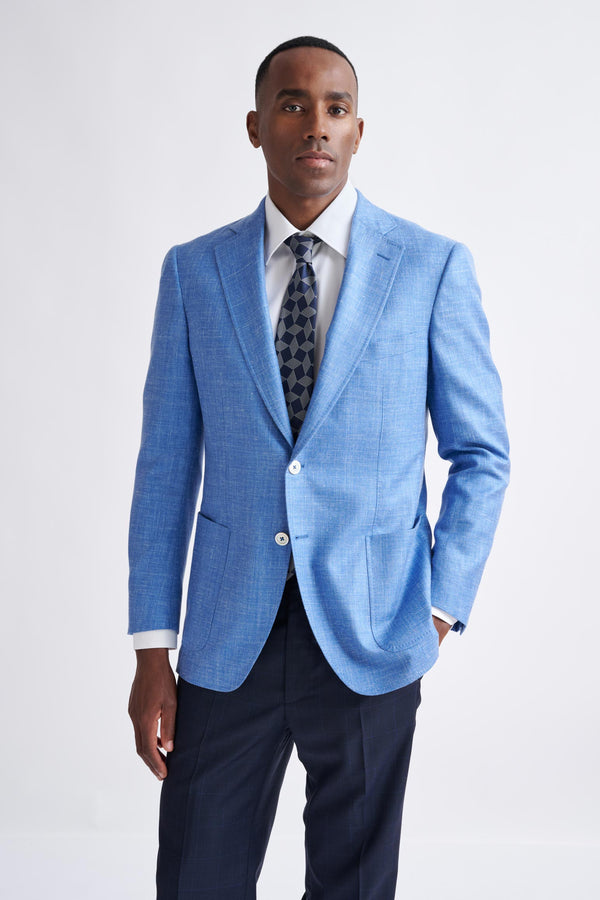 scabal Light Blue Wool & Silk Soho Jacket Amalfi Trend