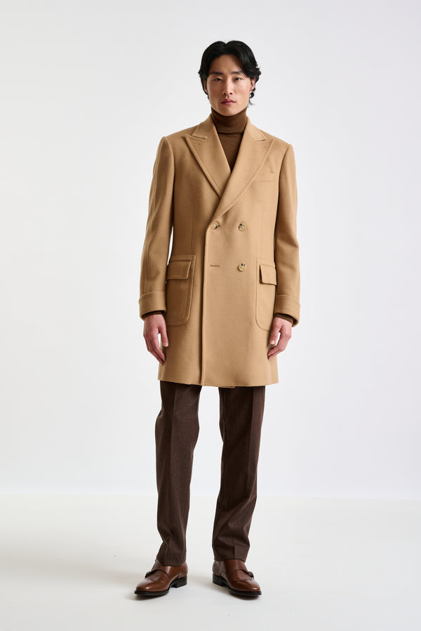 Scabal Light Brown 100% Wool Winchester Overcoat Zeus