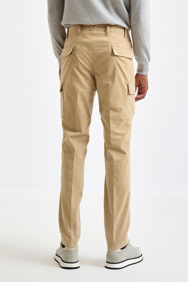 Scabal Light Brown Cotton Helston Cargo Trousers Corduroy