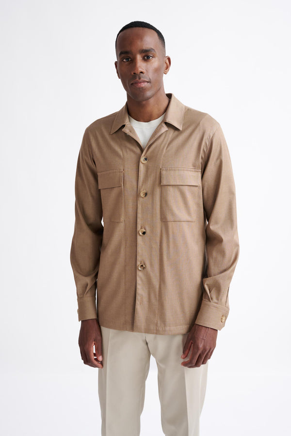 scabal Light Brown Cotton Plymouth Shirt Jacket Cashmere Denim