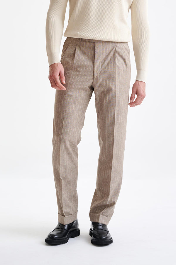 scabal Light Brown Wool & Cotton Farley Trousers Lifestyle