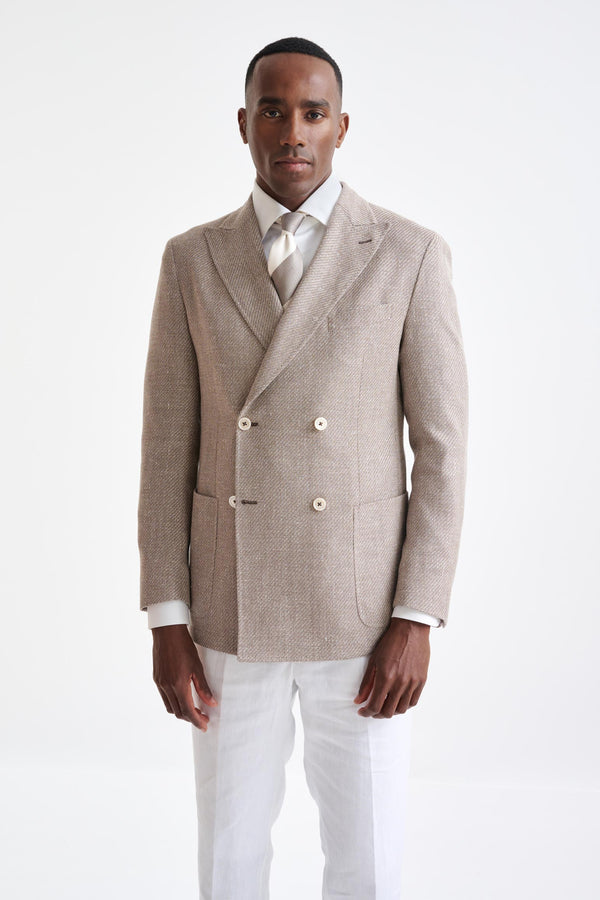 scabal Light Brown Wool & Linen Kenton Jacket Amalfi Trend