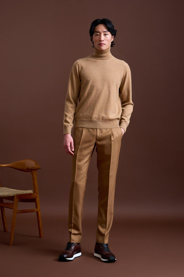 scabal Light Camel 100% Cashmere Drumberg Rollneck Knit
