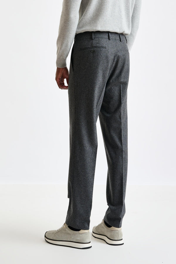 Scabal Light Grey Super 100's Wool Farley Trousers Flannel Saxony