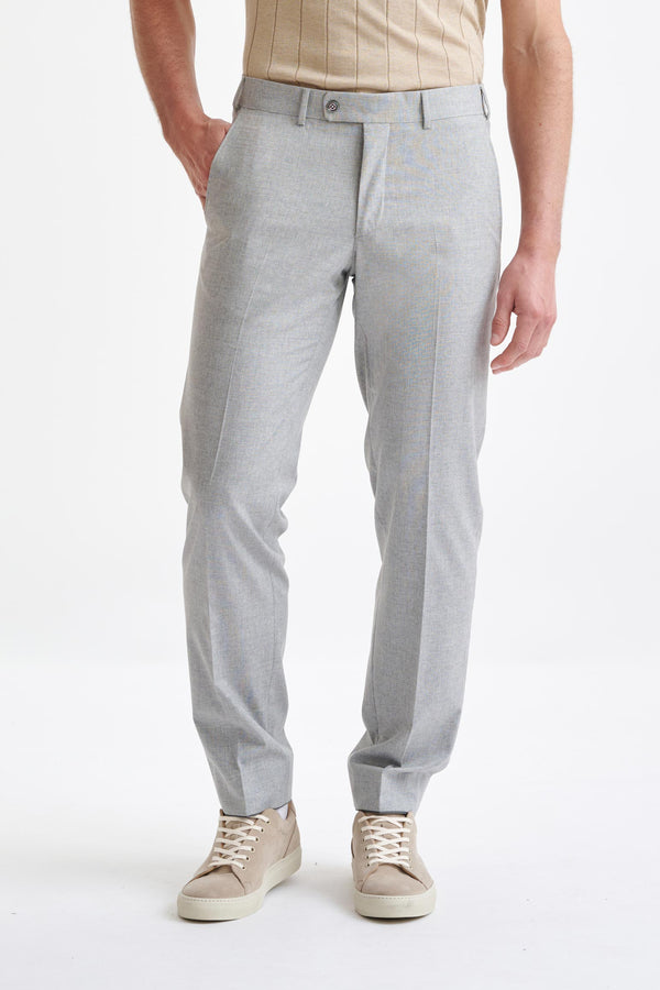 scabal Light Grey Wool & Cotton Farley Trousers Lifestyle