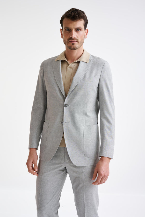 scabal Light Grey Wool & Cotton Kenton Jacket Lifestyle