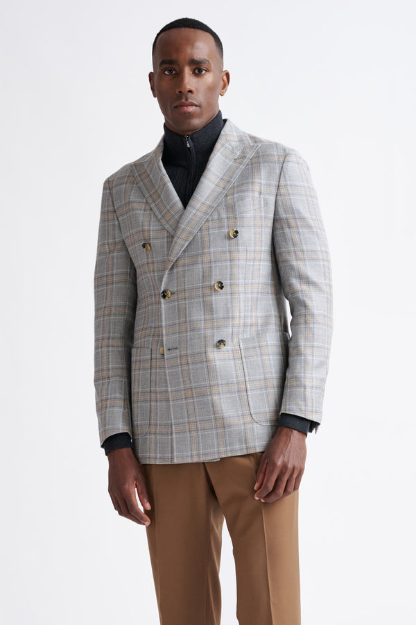 scabal Light Grey Wool & Silk Kenton Jacket Amalfi Trend