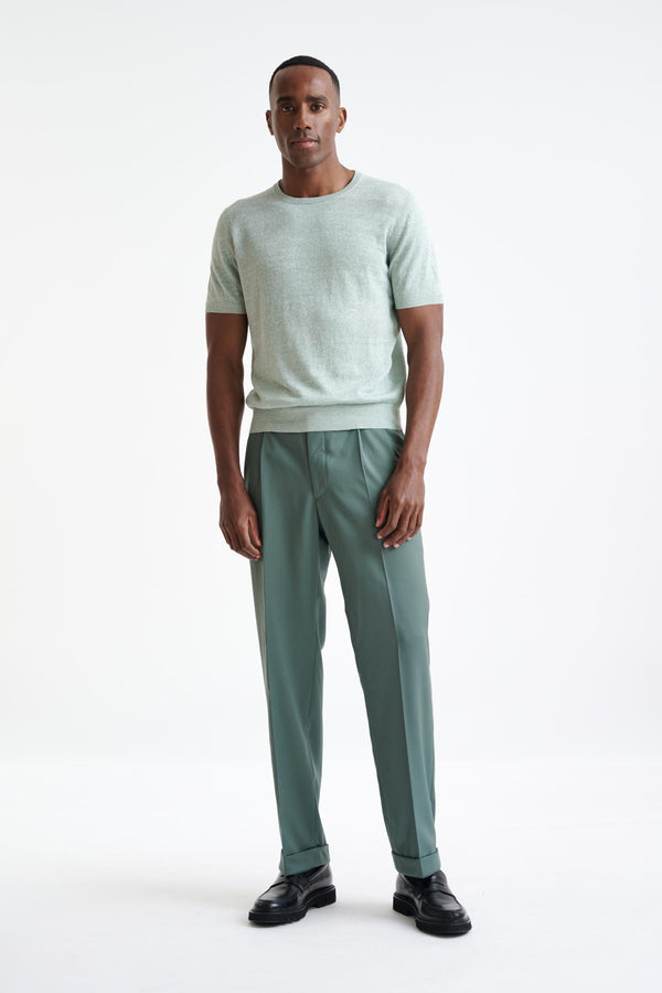 Scabal Menthe Melange Linen Cotton Sefton Knitted Tee