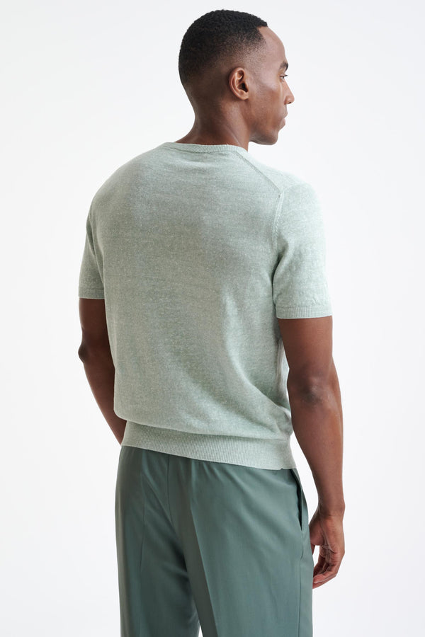 Scabal Menthe Melange Linen Cotton Sefton Knitted Tee