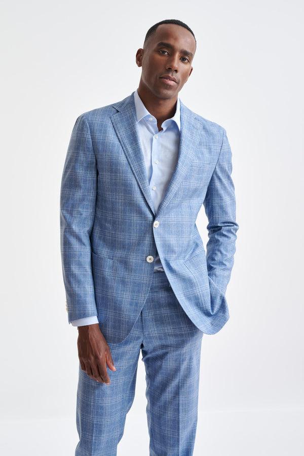 Scabal Mid-Blue Wool & Cotton Kenton Jacket Lifestyle