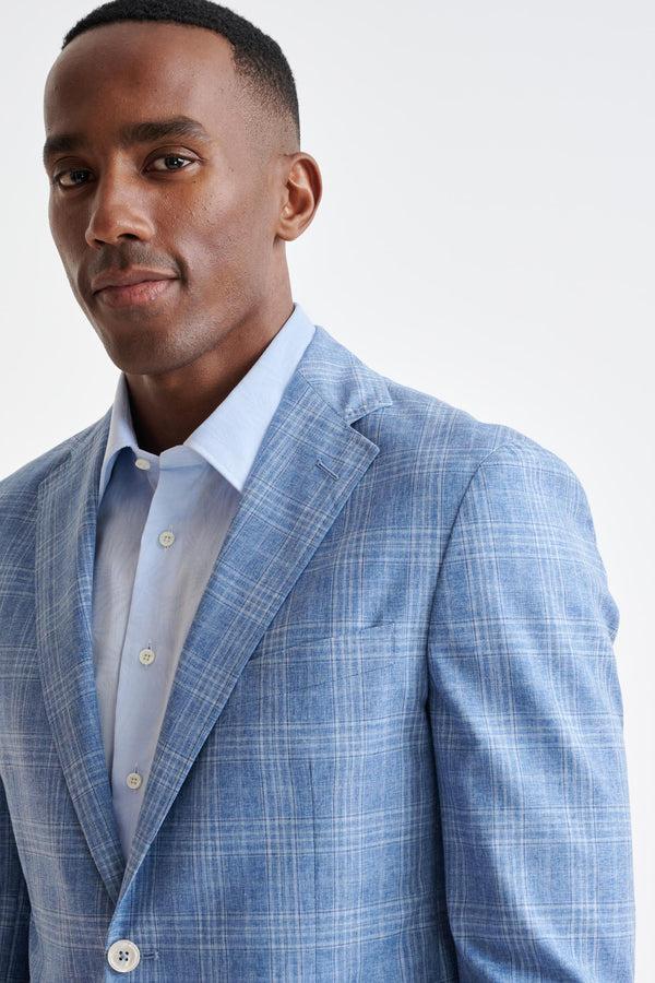 Scabal Mid-Blue Wool & Cotton Kenton Jacket Lifestyle