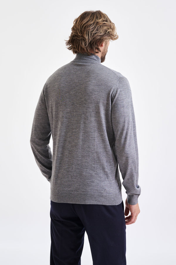 Scabal Mid-Grey Melange Cashmere & Silk Repton Fullzip Sweater