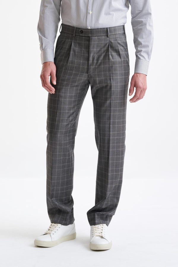 scabal Mid-Grey Super 100's Merino Wool Farley Trousers The Royal
