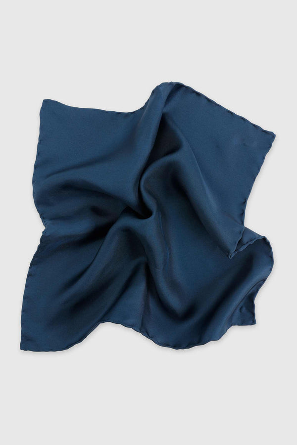 Scabal Midnight Blue 100% Silk Handmade Pocket Square