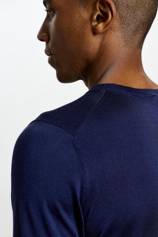 Scabal Midnight Blue Silk Penryn Short Sleeve Sweater