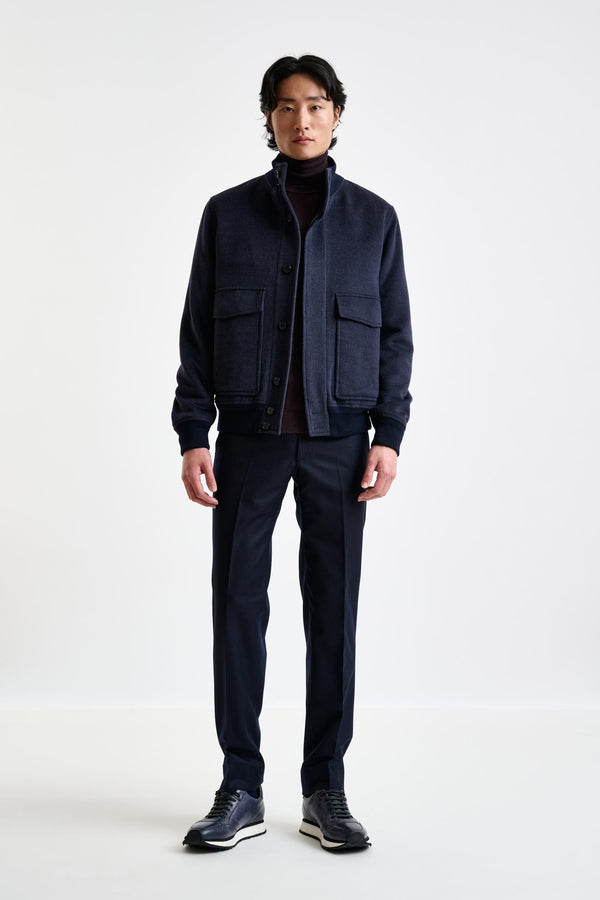 Scabal Midnight Blue Wool Warwick Bomber Jacket Zeus