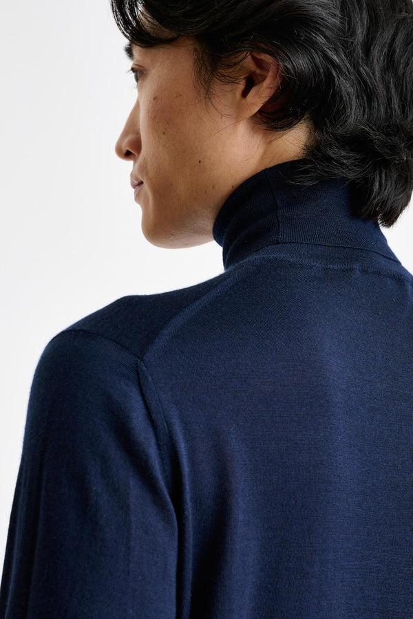 Scabal Navy Cashmere Merino Silk Blend Telford Turtleneck Sweater