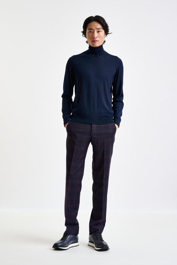 Scabal Navy Cashmere Merino Silk Blend Telford Turtleneck Sweater