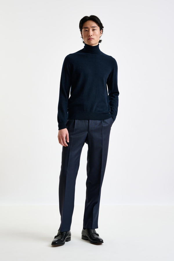 Scabal Navy Cashmere & Silk Blend Telford Turtleneck Sweater