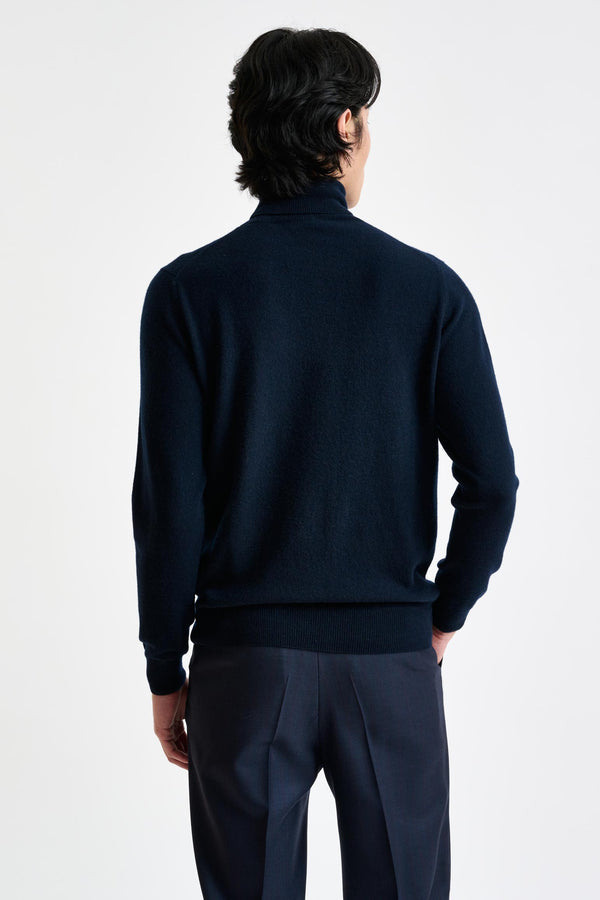 Scabal Navy Cashmere & Silk Blend Telford Turtleneck Sweater