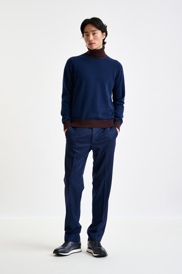 Scabal Neptune Blue 100% Cashmere Crawley Rollneck Knit