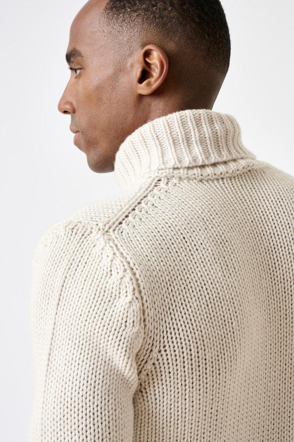 Scabal Off-White Chunky 100% Cashmere Banbury Rollneck Sweater