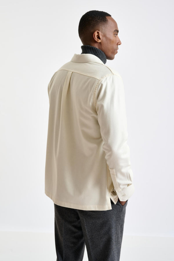 Scabal Off-White Super 100's Wool Shirt Jacket Flannel Saxony