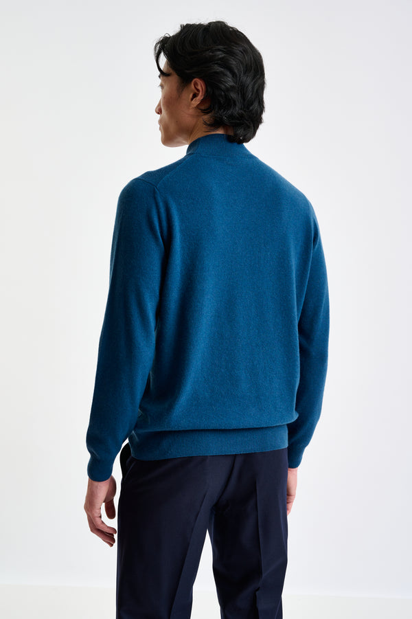 Scabal Pilot Blue Wool & Cashmere Evanton Mockneck Knit
