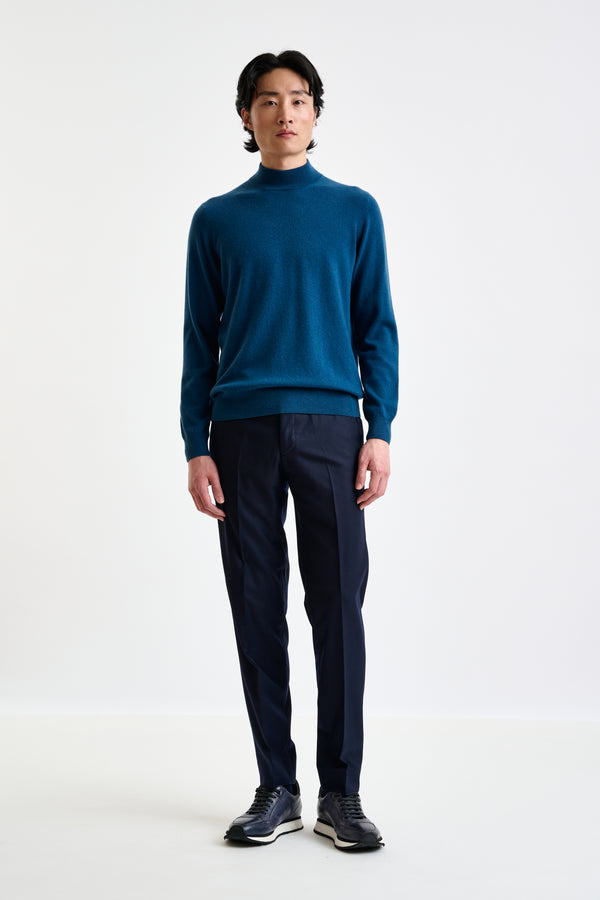 Scabal Pilot Blue Wool & Cashmere Evanton Mockneck Knit