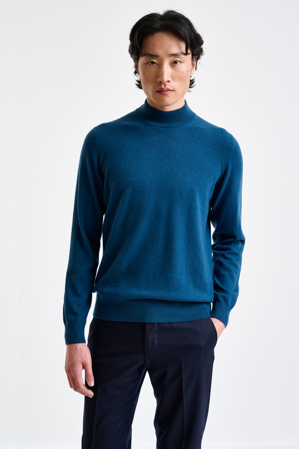 scabal Pilot Blue Wool & Cashmere Evanton Mockneck Knit
