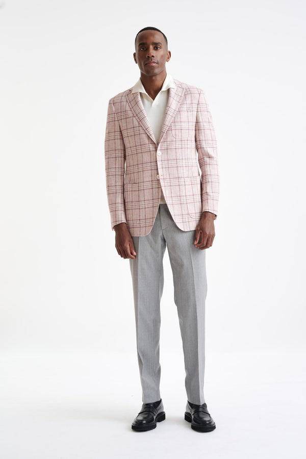 Scabal Pink Check Cotton & Linen Kenton Jacket Amalfi Trend
