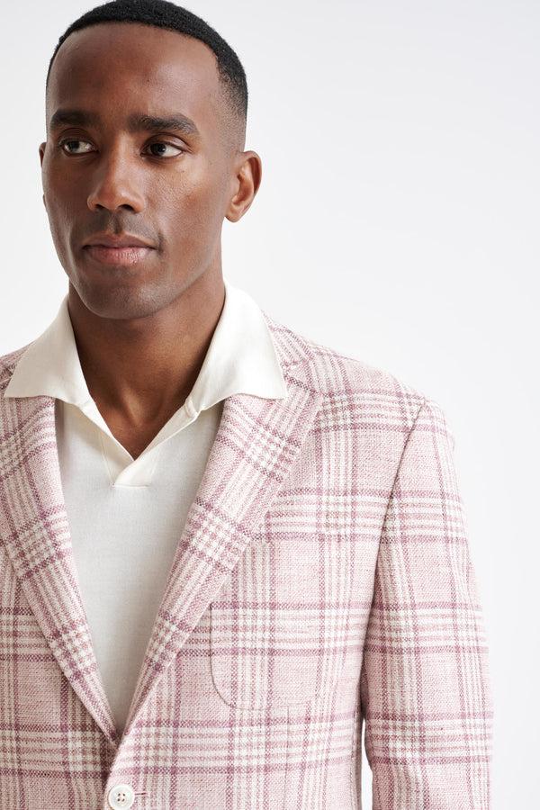 Scabal Pink Check Cotton & Linen Kenton Jacket Amalfi Trend