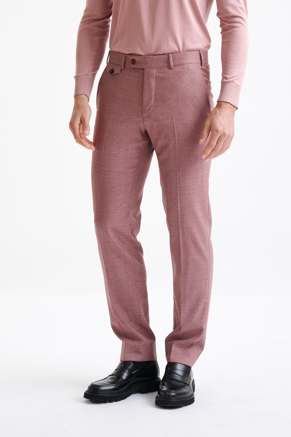 scabal Pink Super 130's Wool Farley Trousers Crossover