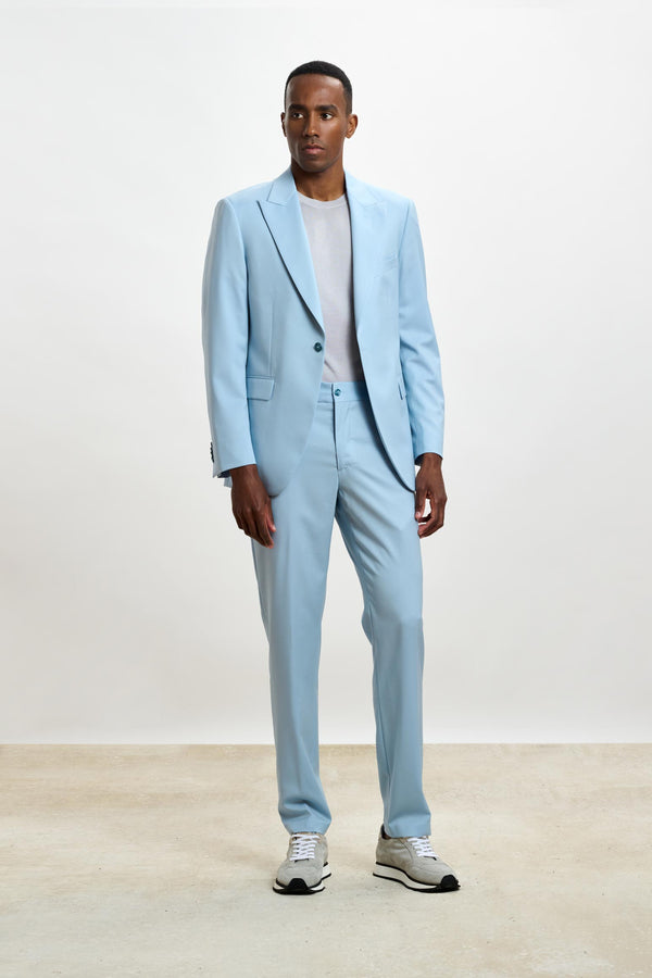 Scabal Plain Blue Perth Drawstring Trousers New Deluxe