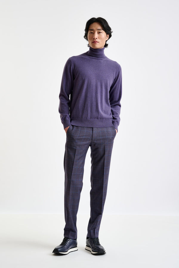 Scabal Purple Grey 100% Cashmere Drumberg Rollneck Knitwear