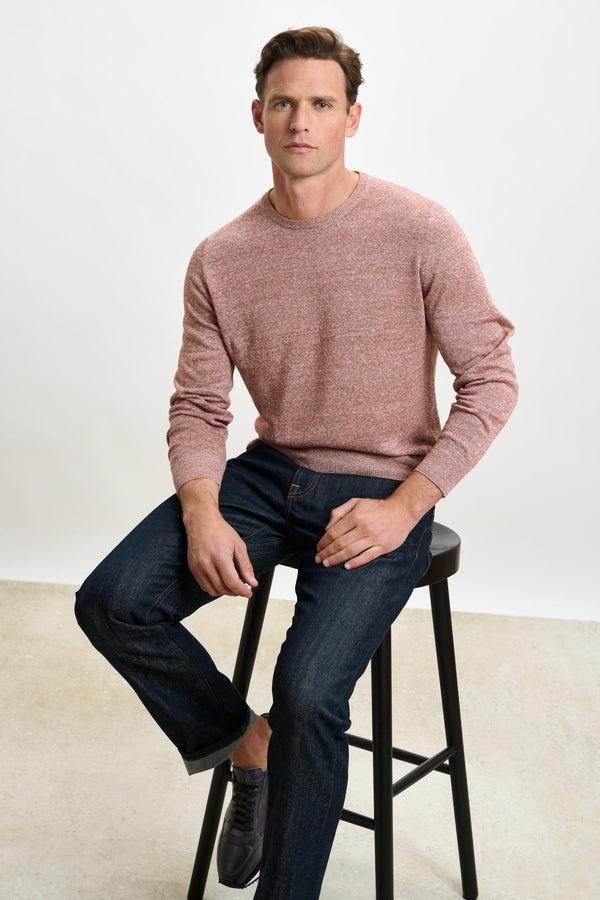 Scabal Rust Melange Linen & Cotton Contin Knitwear Crew