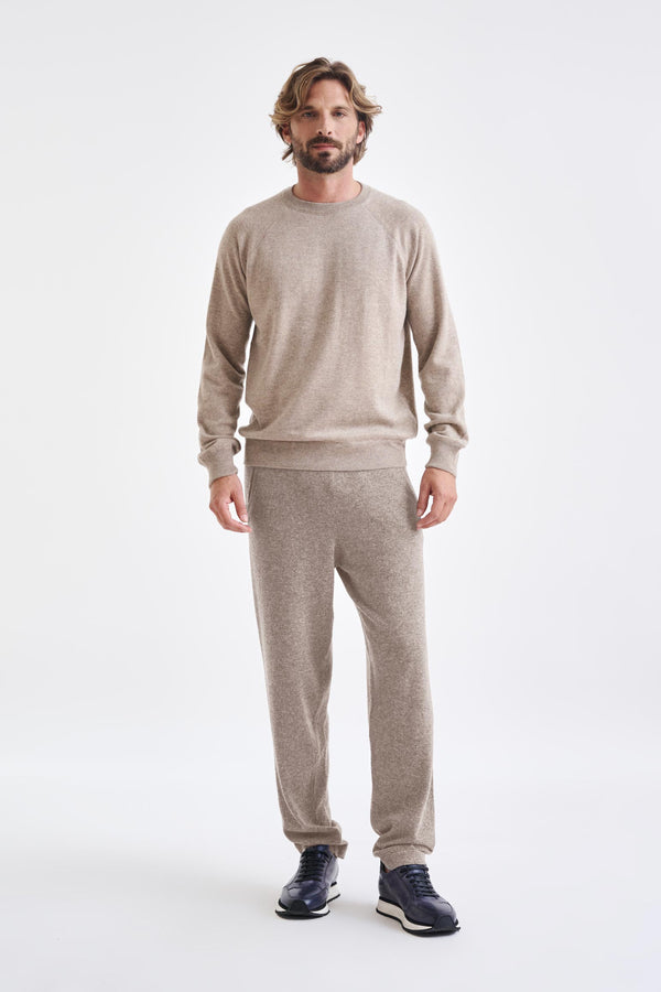 Scabal Sand Melange 100% Cashmere Whitby Crewneck Sweater
