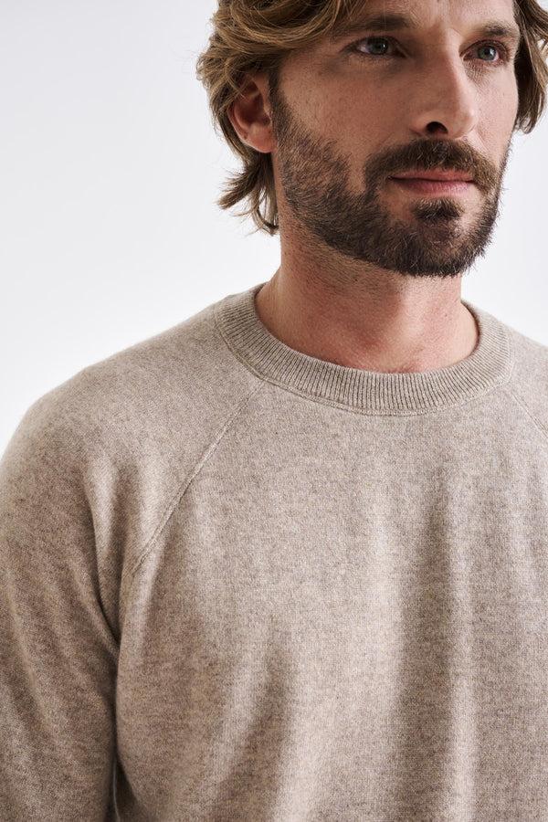 Scabal Sand Melange 100% Cashmere Whitby Crewneck Sweater