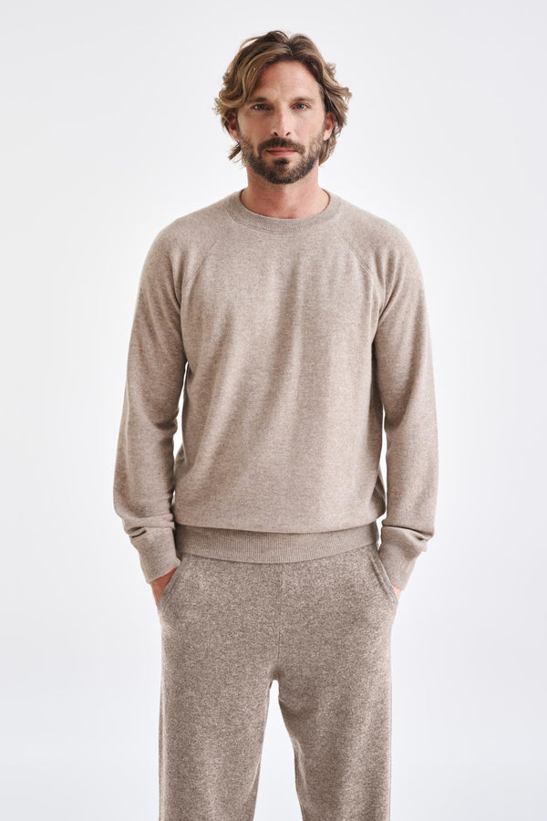 scabal Sand Melange 100% Cashmere Whitby Crewneck Sweater