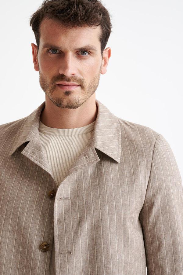 Scabal Sand Wool & Cotton Chelsea Shirt Jacket Lifestyle
