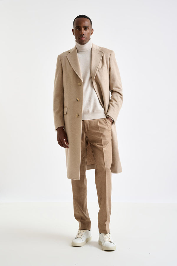 Scabal Beige 100% Cashmere Hereford Overcoat Zeus