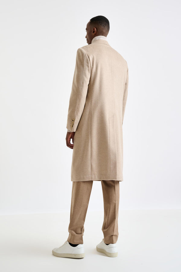 Scabal Beige 100% Cashmere Hereford Overcoat Zeus